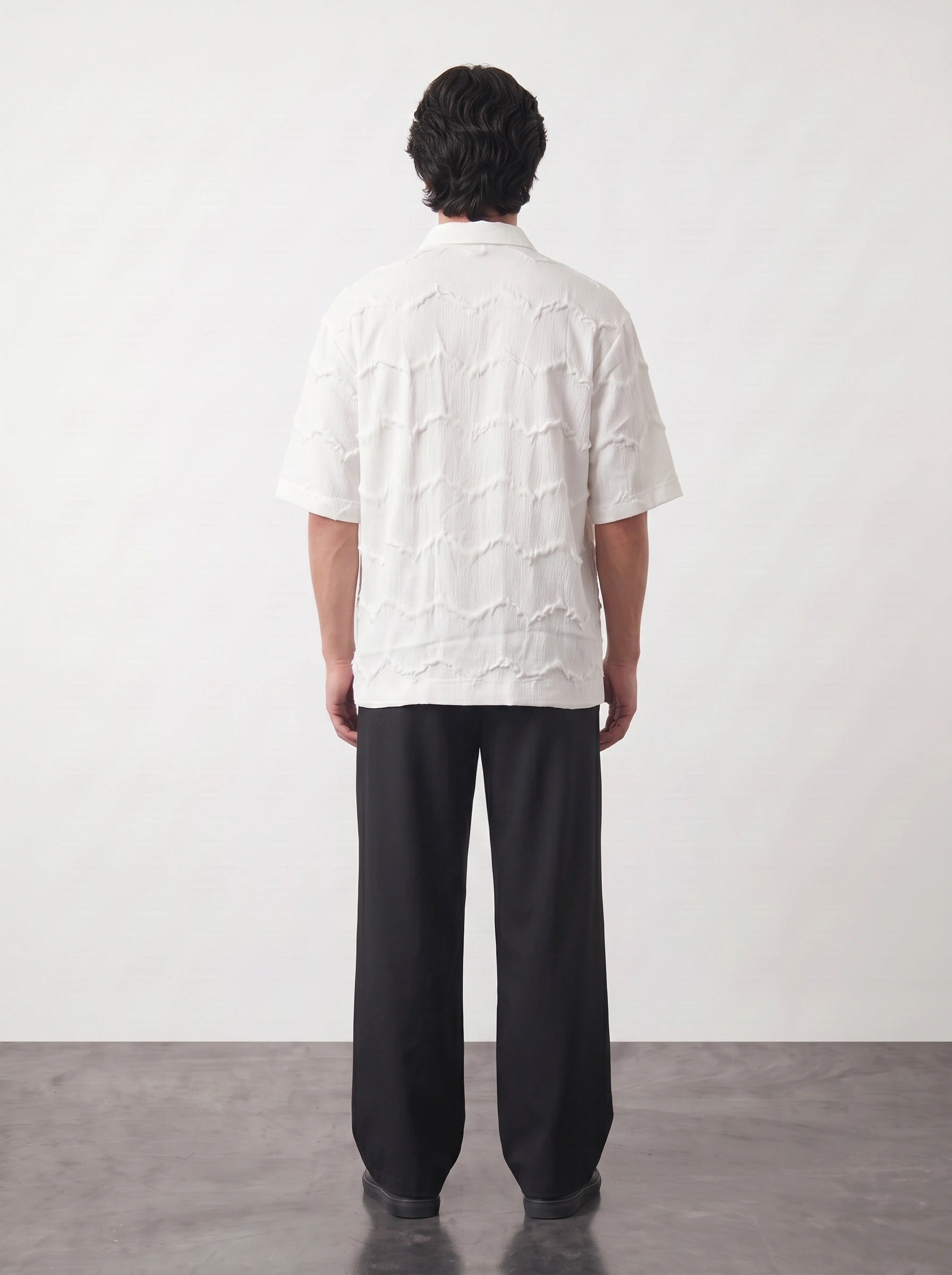 White Textured Oversized Box Fit Shirt