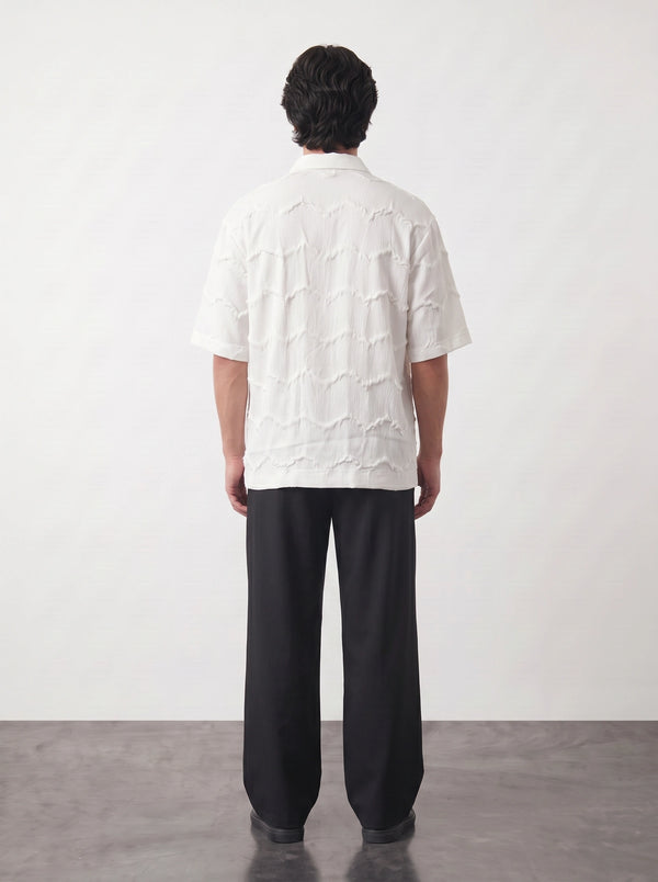 White Textured Oversized Box Fit Shirt | Montivo Pakistan