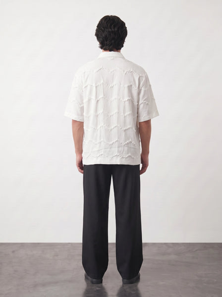 White Textured Oversized Box Fit Shirt