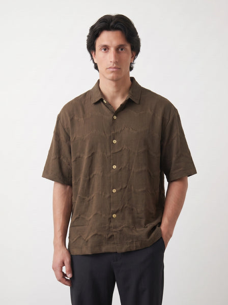 Chocolate Textured Oversized Box Fit Shirt