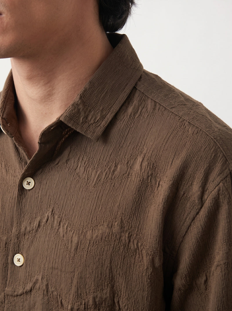 Chocolate Textured Oversized Box Fit Shirt | Montivo Pakistan