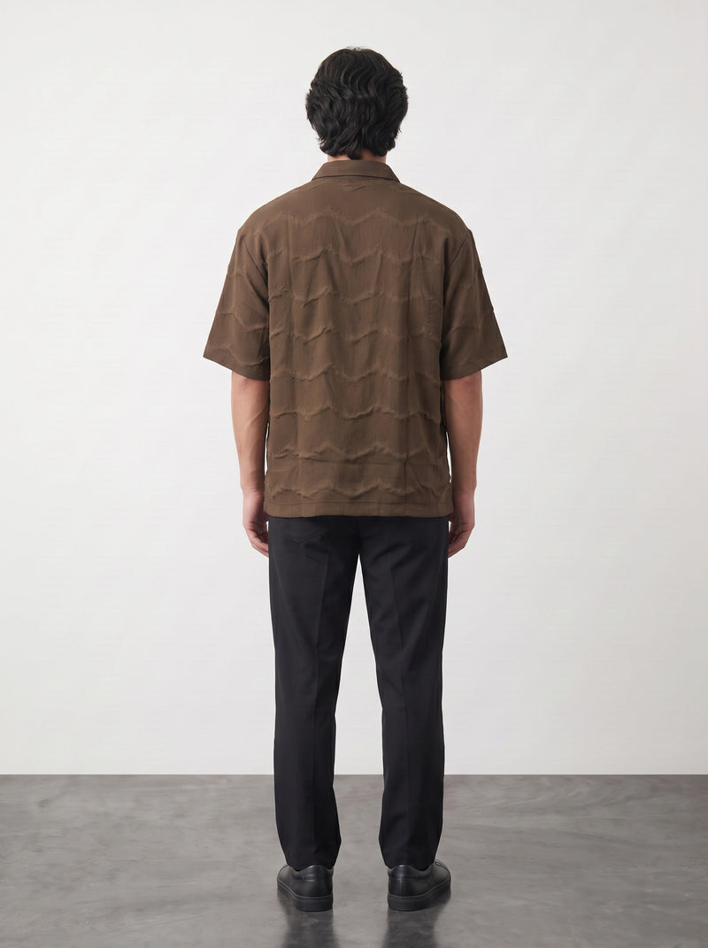 Chocolate Textured Oversized Box Fit Shirt | Montivo Pakistan