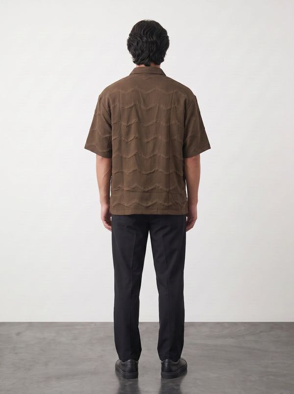 Chocolate Textured Oversized Box Fit Shirt | Montivo Pakistan