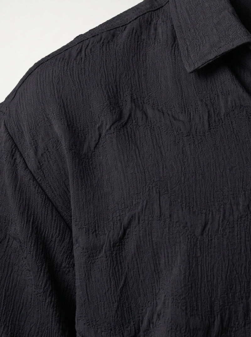 Black Textured Oversized Box Fit Shirt | Montivo Pakistan