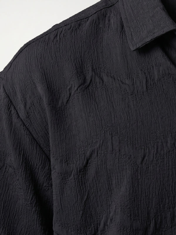 Black Textured Oversized Box Fit Shirt | Montivo Pakistan