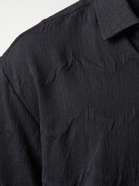 Black Textured Oversized Box Fit Shirt