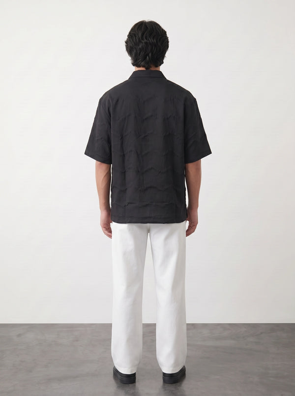 Black Textured Oversized Box Fit Shirt | Montivo Pakistan