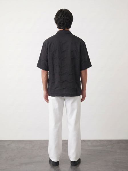 Black Textured Oversized Box Fit Shirt