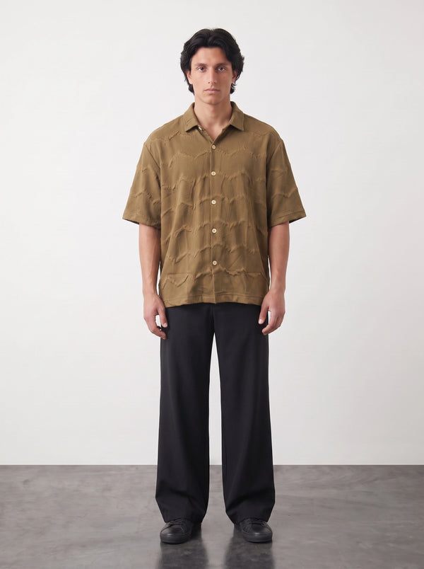 Brown Textured Oversized Box Fit Shirt | Montivo Pakistan