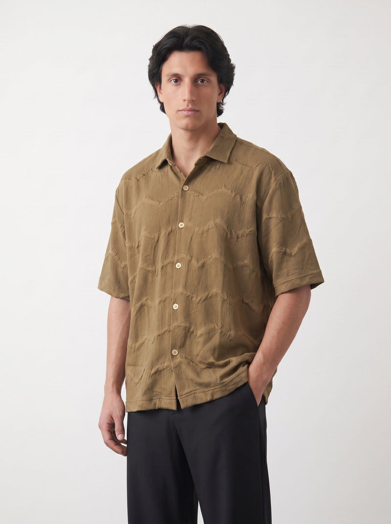Brown Textured Oversized Box Fit Shirt | Montivo Pakistan