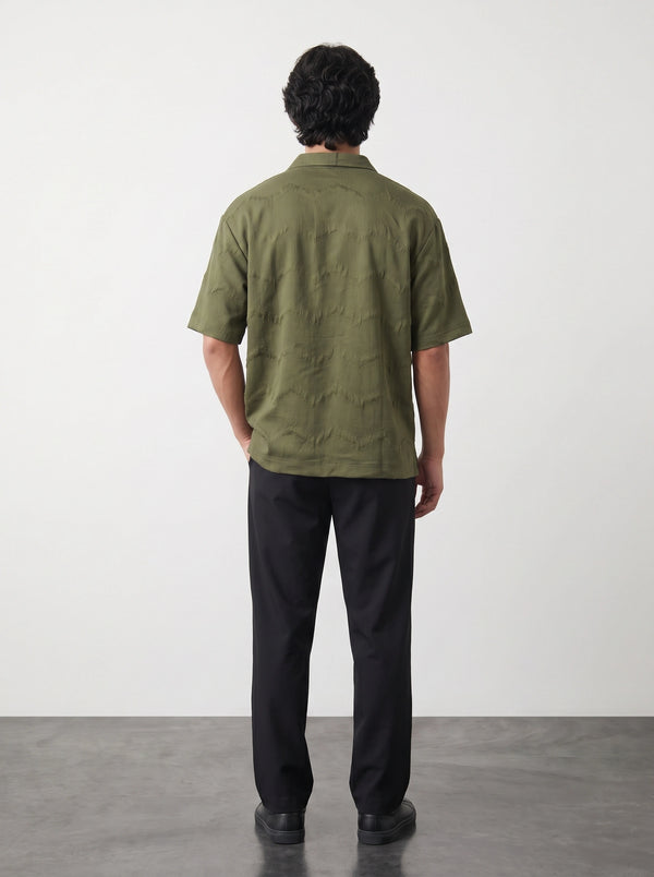 Olive Textured Oversized Box Fit Shirt | Montivo Pakistan