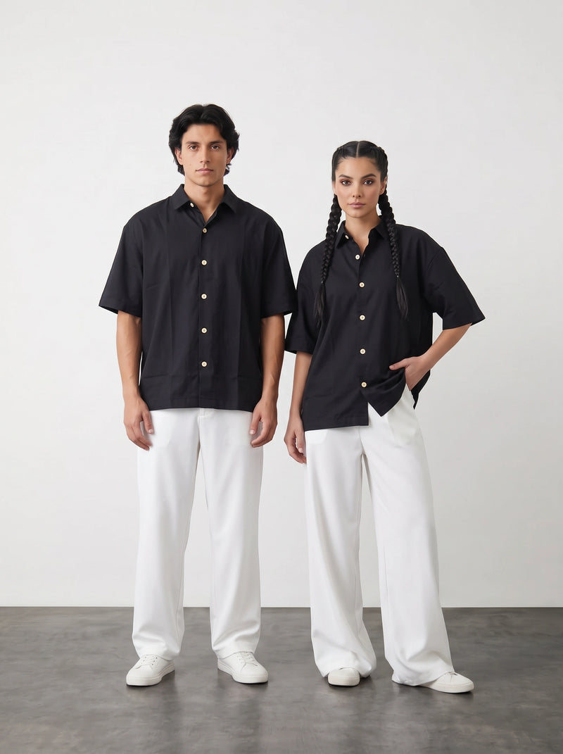 Black Oversized Box Fit Shirt | Montivo Pakistan