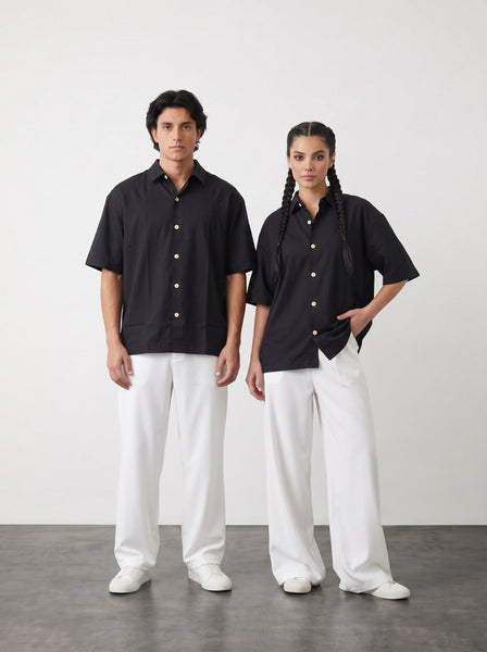 Black Oversized Box Fit Shirt