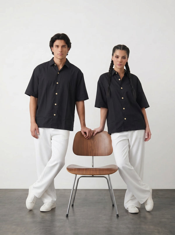 Black Oversized Box Fit Shirt | Montivo Pakistan