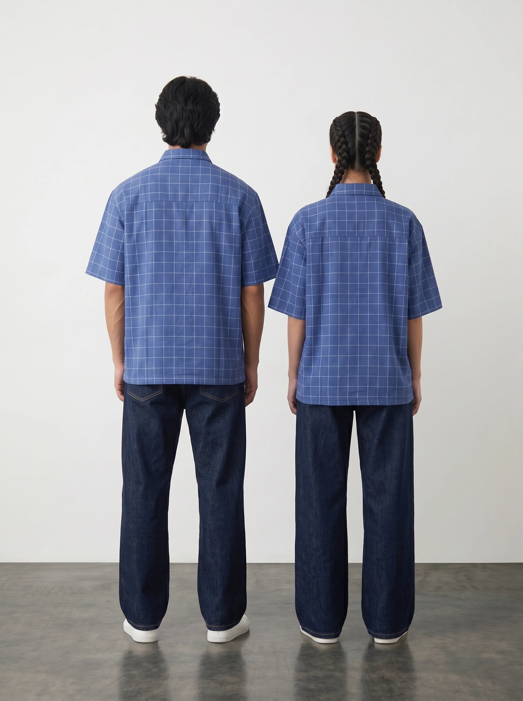 Royal Blue Check Oversized Box Fit Shirt