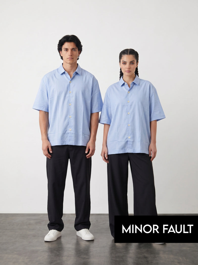 (Minor Fault) Light Blue Oversized Box Fit Shirt | Montivo Pakistan