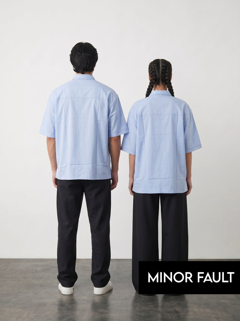 (Minor Fault) Light Blue Oversized Box Fit Shirt | Montivo Pakistan