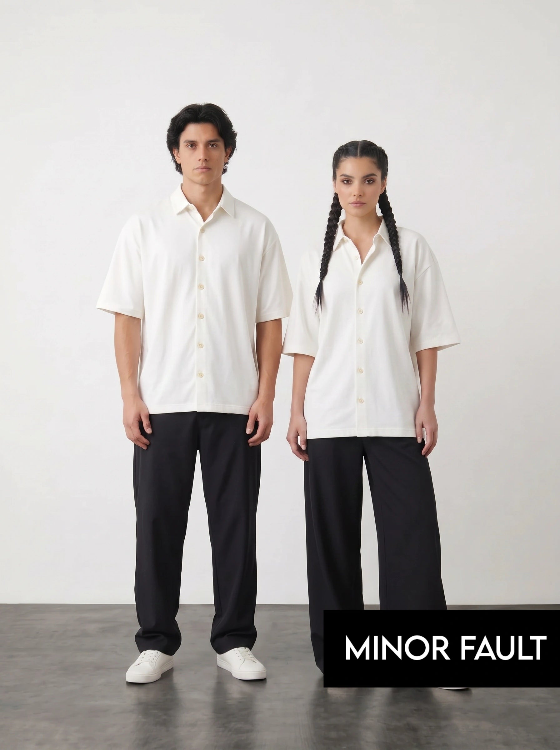 (Minor Fault) White Oversized Box Fit Shirt