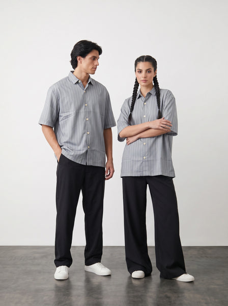 Grey Lining Oversized Box Fit Shirt
