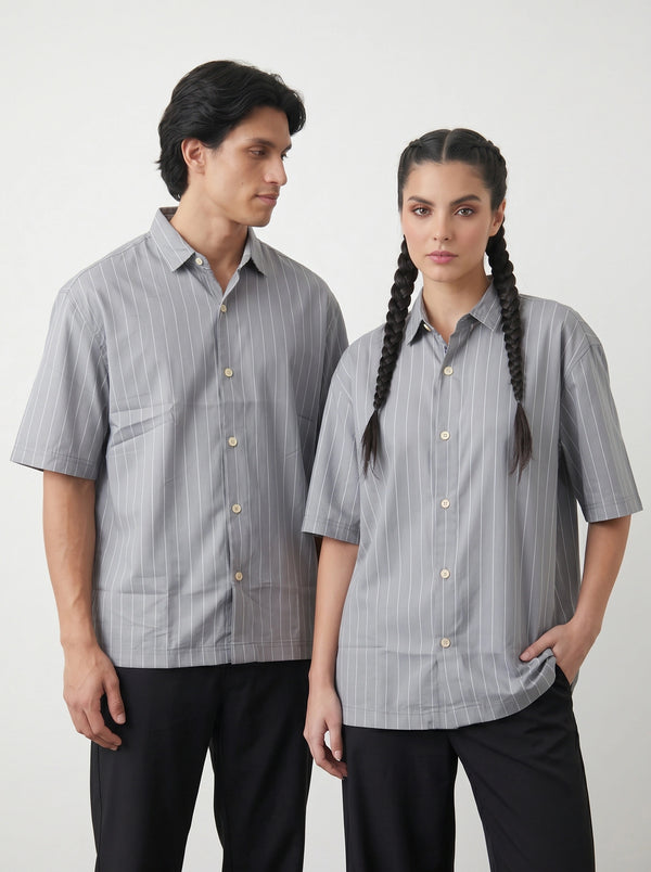 Grey Lining Oversized Box Fit Shirt | Montivo Pakistan