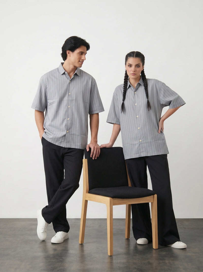 Grey Lining Oversized Box Fit Shirt | Montivo Pakistan