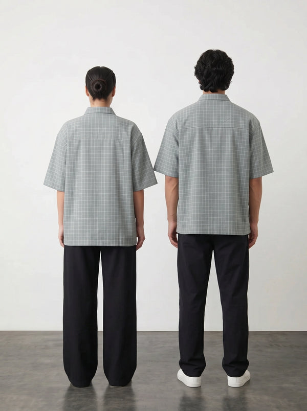 Grey Check Oversized Box Fit Shirt | Montivo Pakistan