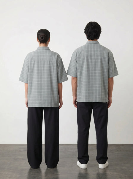 Grey Check Oversized Box Fit Shirt