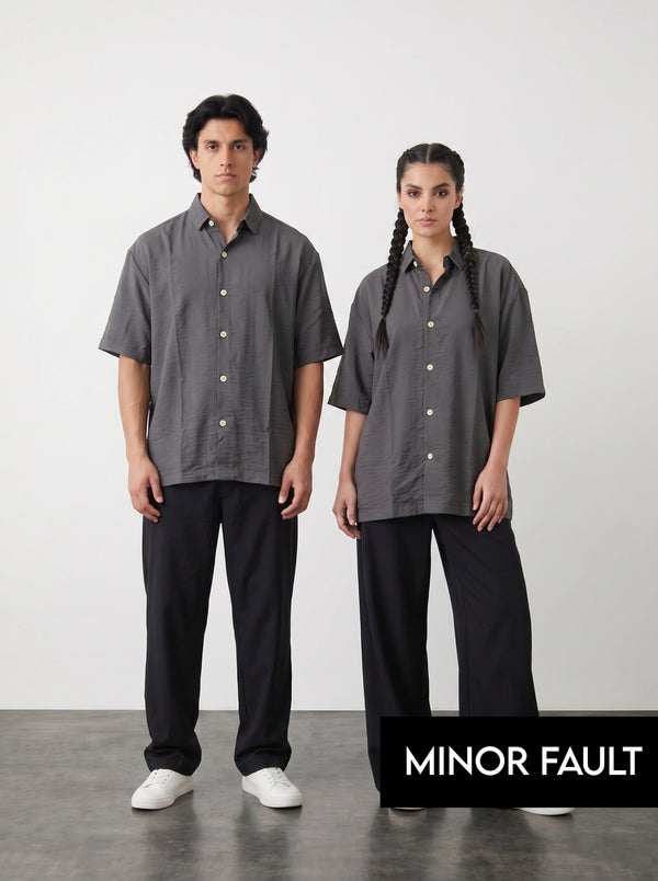 (Minor Fault) Grey Linen Oversized Box Fit Shirt | Montivo Pakistan