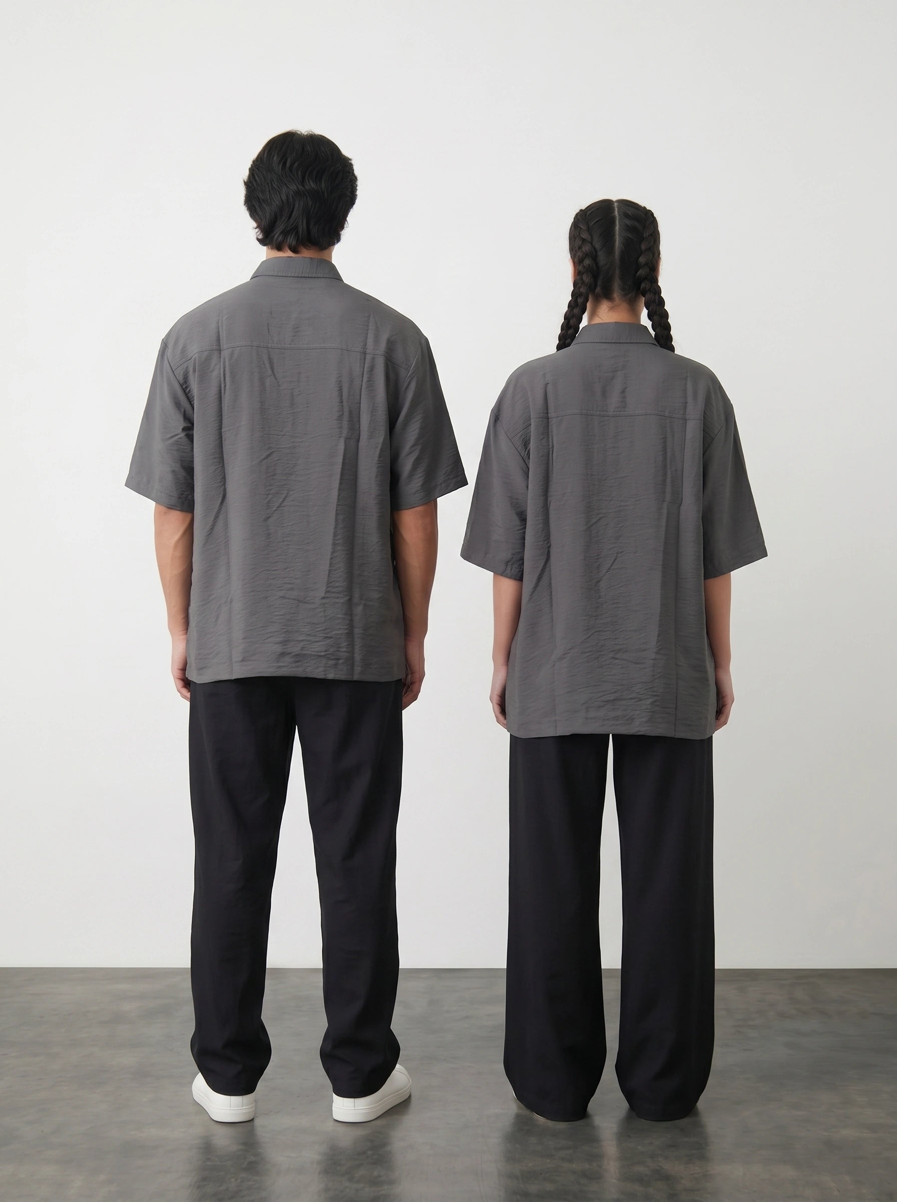 Grey Linen Oversized Box Fit Shirt