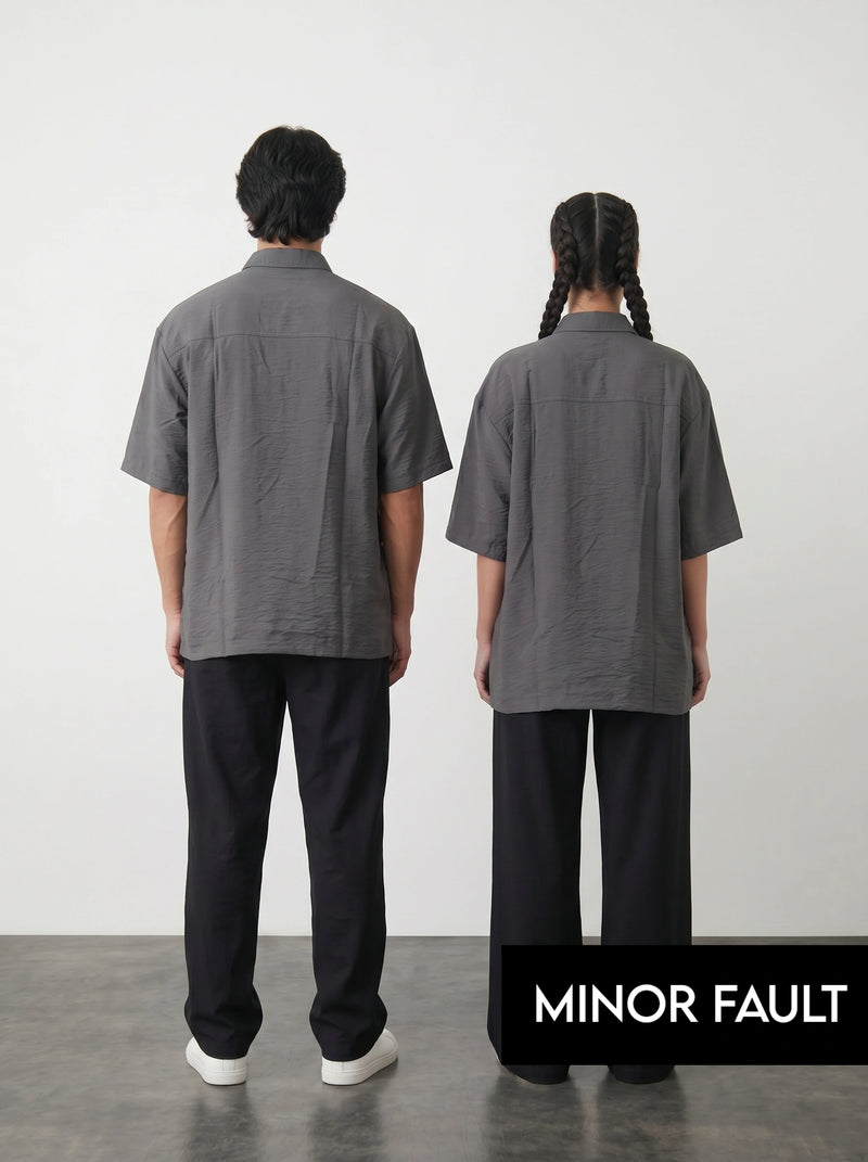 (Minor Fault) Grey Linen Oversized Box Fit Shirt | Montivo Pakistan
