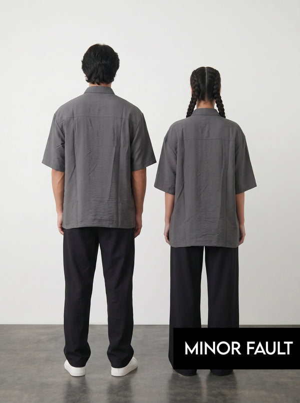 (Minor Fault) Grey Linen Oversized Box Fit Shirt | Montivo Pakistan