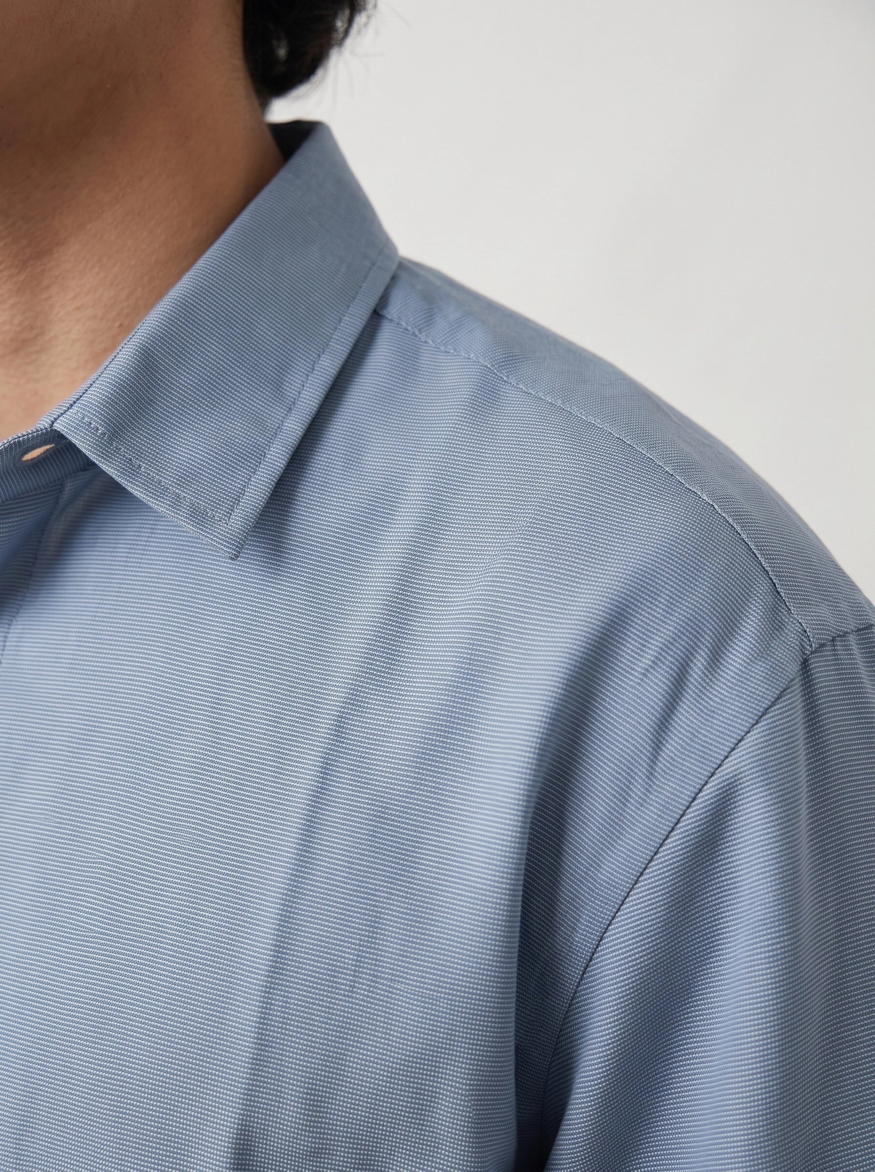 Blue Micro Textured Oversized Box Fit Shirt