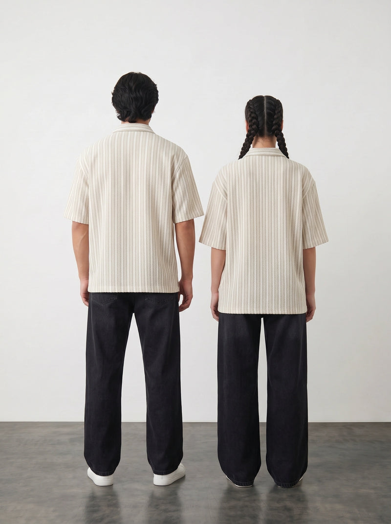 Beige Textured Oversized Box Fit Shirt | Montivo Pakistan