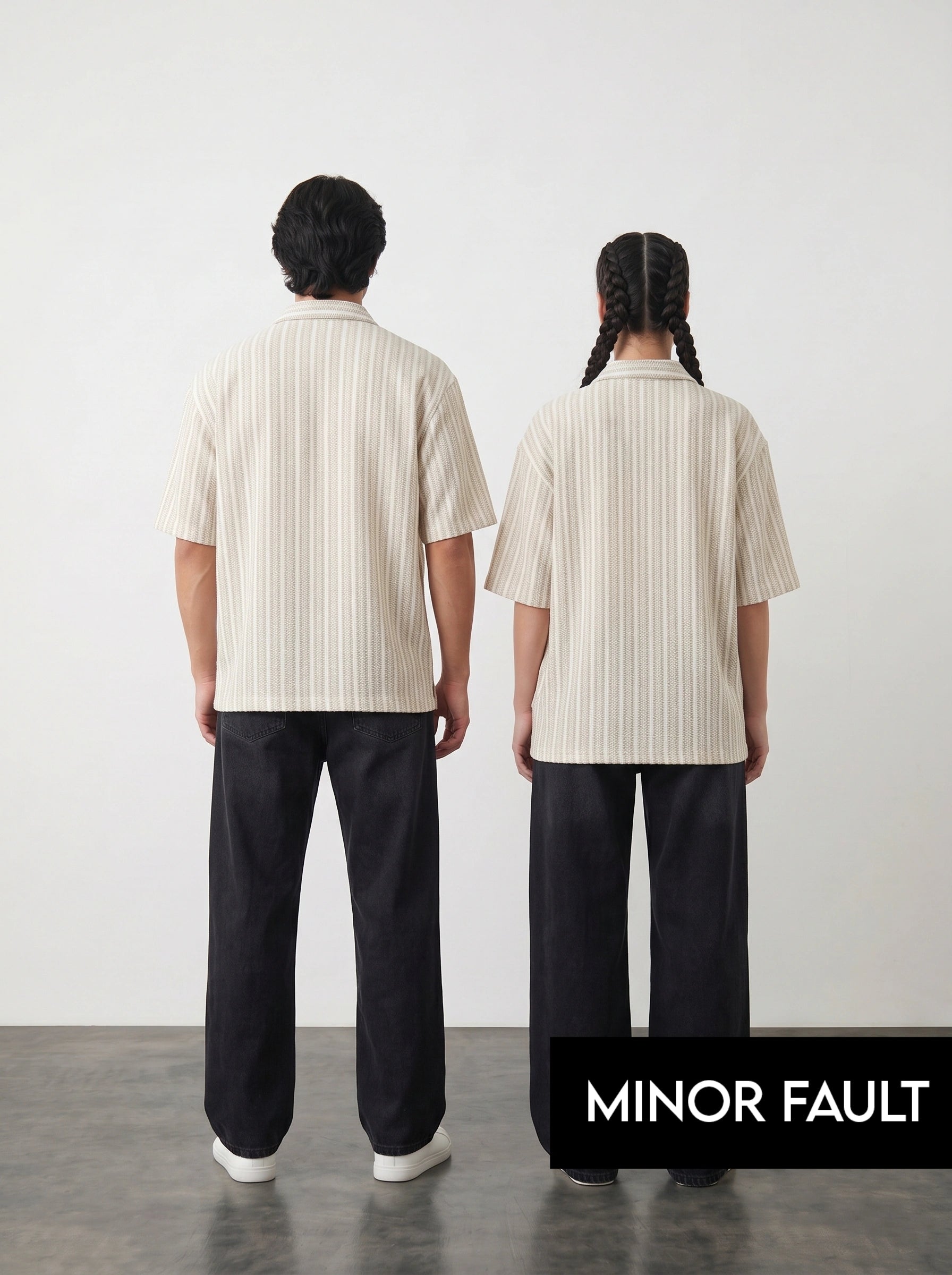 (Minor Fault) Beige Textured Oversized Box Fit Shirt