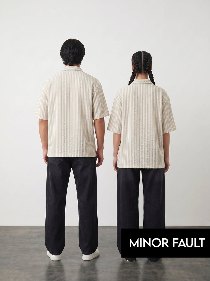 (Minor Fault) Beige Textured Oversized Box Fit Shirt | Montivo Pakistan