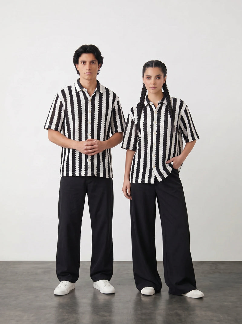 Black & White Oversized Box Fit Shirt | Montivo Pakistan