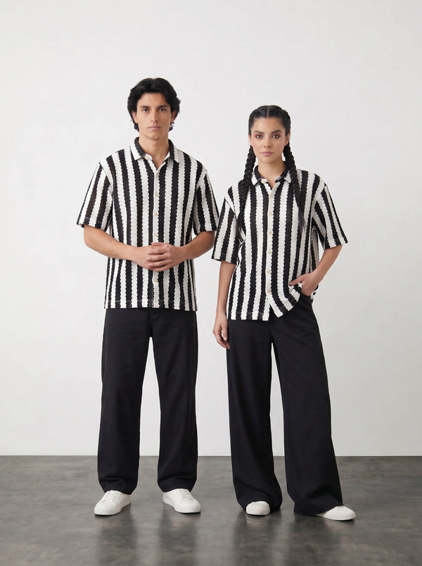 Black & White Oversized Box Fit Shirt | Montivo Pakistan