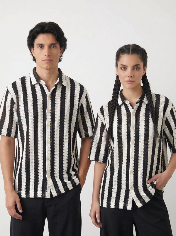 Black & White Oversized Box Fit Shirt | Montivo Pakistan