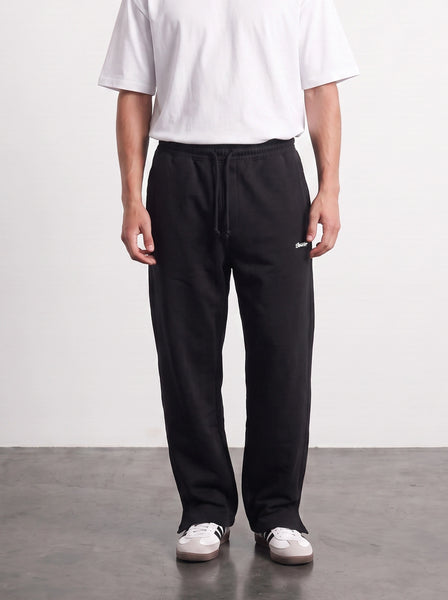 Black Straight Fit Split Hem Trousers