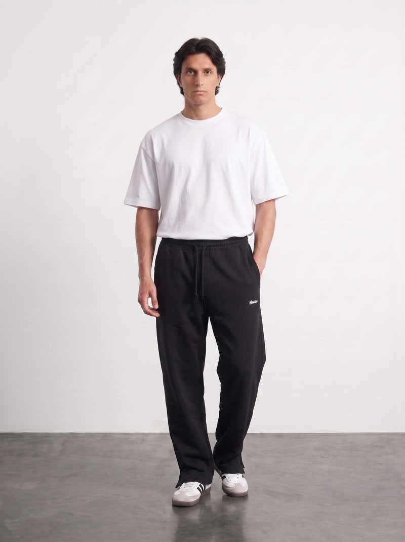 Black Straight Fit Split Hem Trousers | Montivo Pakistan