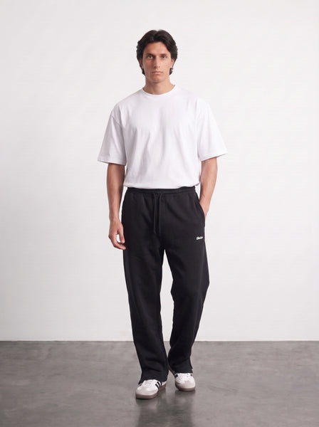Black Straight Fit Split Hem Trousers