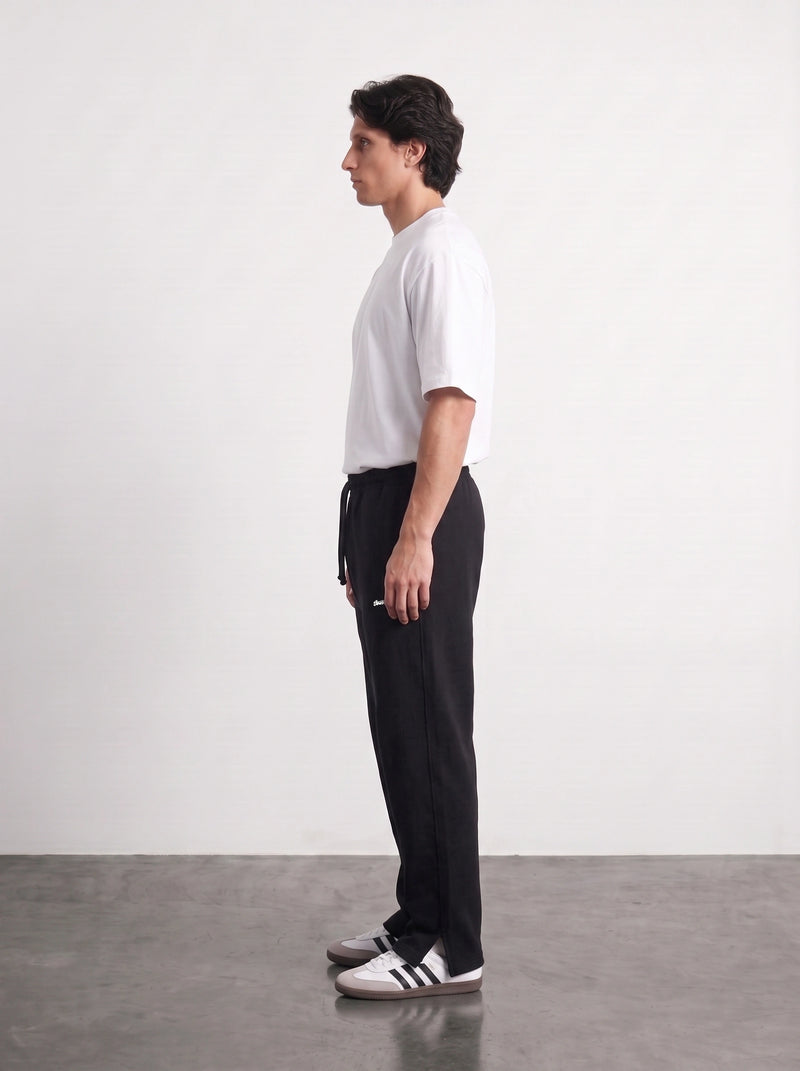 Black Straight Fit Split Hem Trousers | Montivo Pakistan