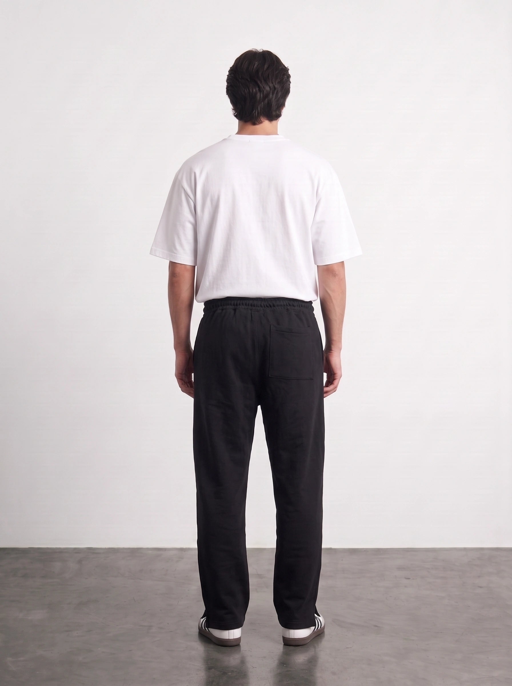 Black Straight Fit Split Hem Trousers