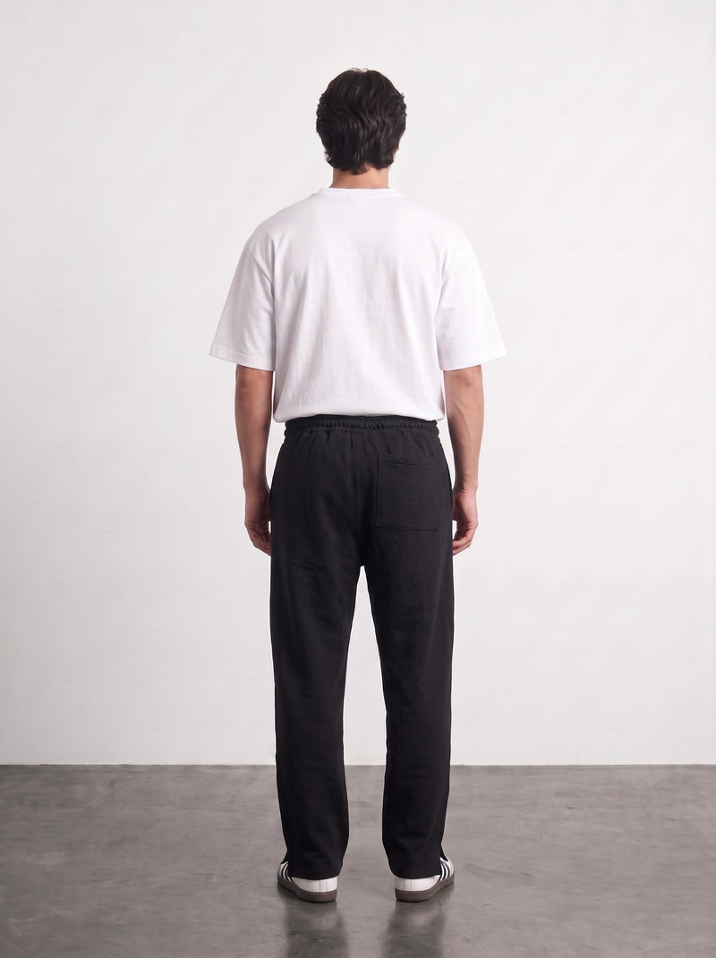 Black Straight Fit Split Hem Trousers | Montivo Pakistan