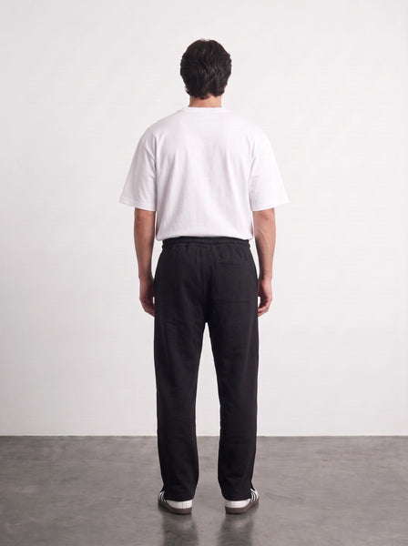 Black Straight Fit Split Hem Trousers