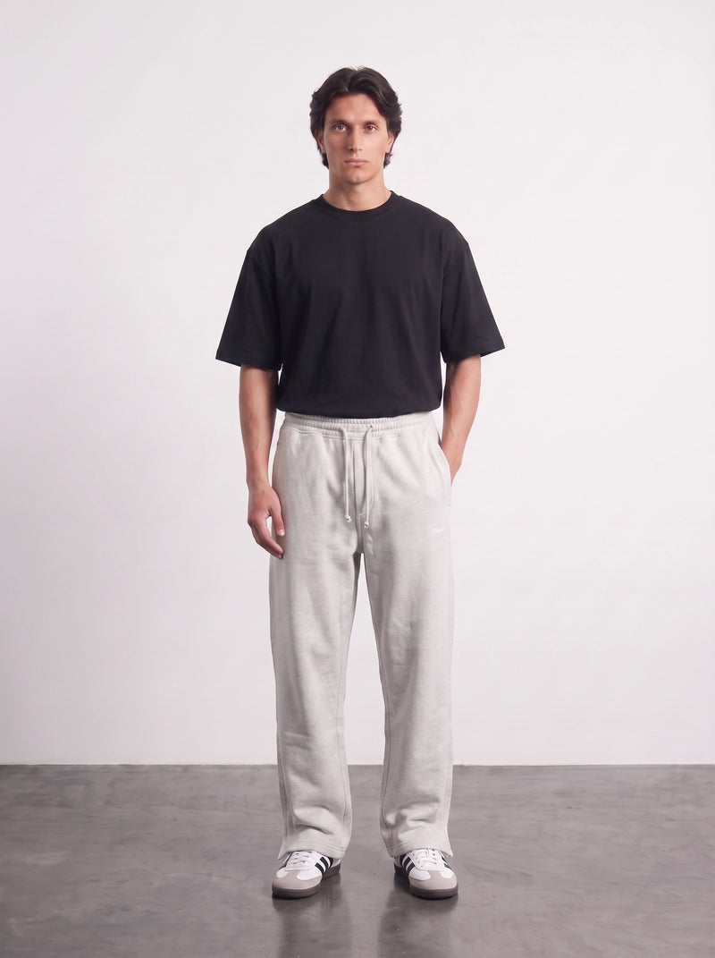 Light Grey Straight Fit Split Hem Trousers | Montivo Pakistan