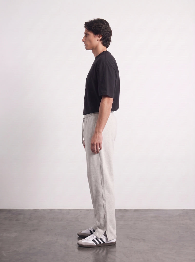 Light Grey Straight Fit Split Hem Trousers | Montivo Pakistan