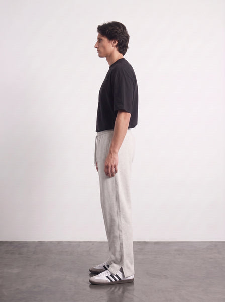 Light Grey Straight Fit Split Hem Trousers