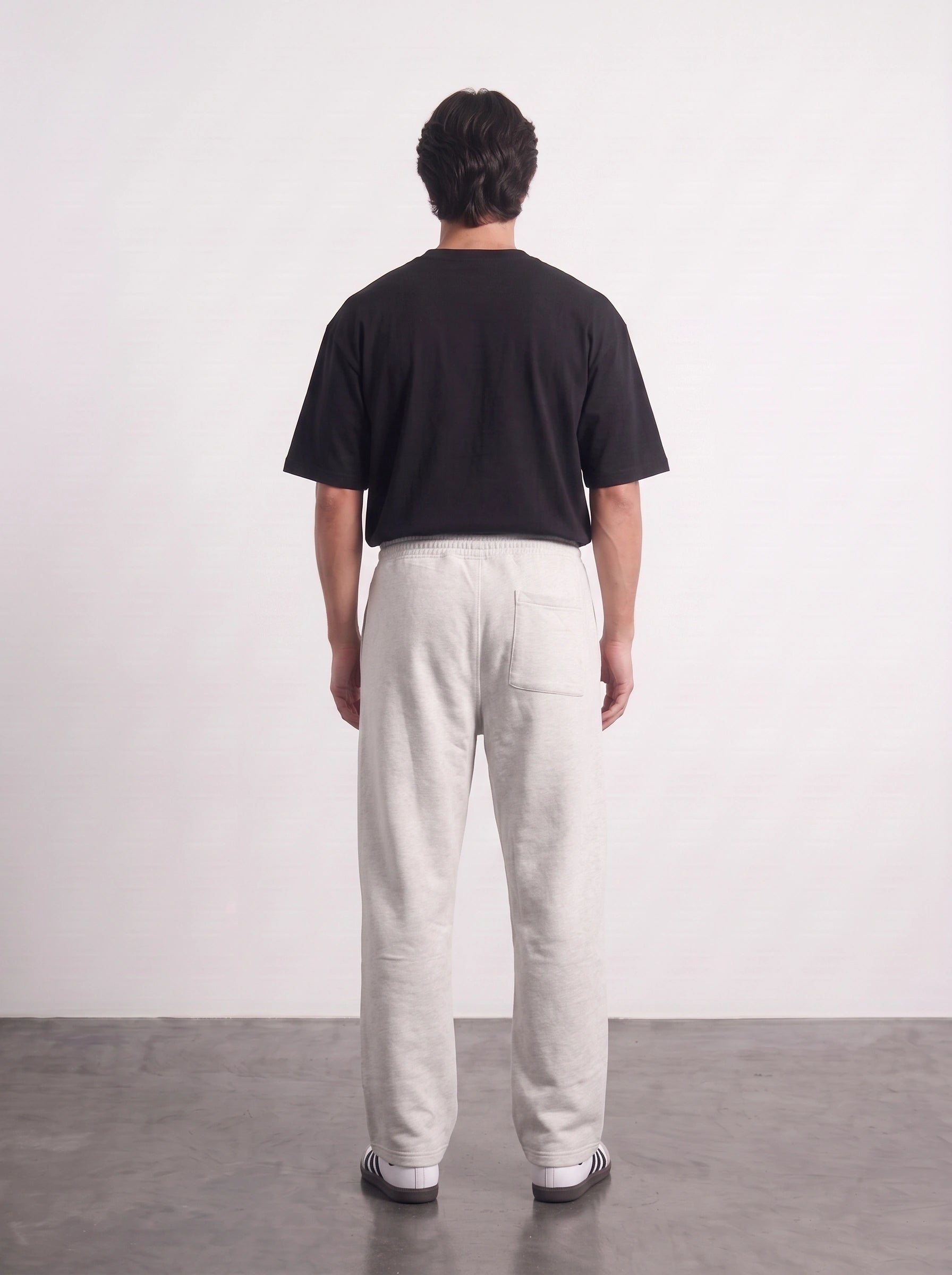 Light Grey Straight Fit Split Hem Trousers