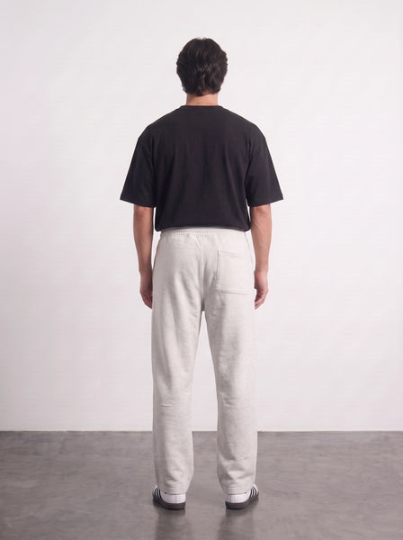 Light Grey Straight Fit Split Hem Trousers